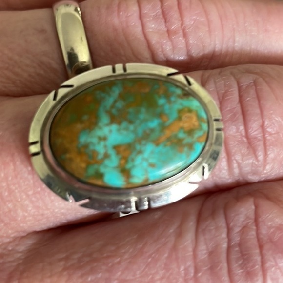 Native American High Grade Mountain Turquoise Ring Signed Sz6 almost 9g - Picture 13 of 15